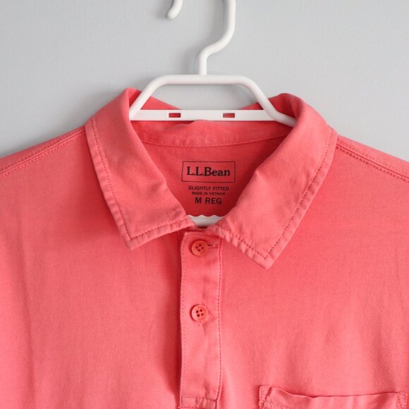 L.L. Bean Men's Sz M-R Salmon Polo Golf Stretch Pocket T-Shirt Short Sleeve Top - Picture 4 of 13
